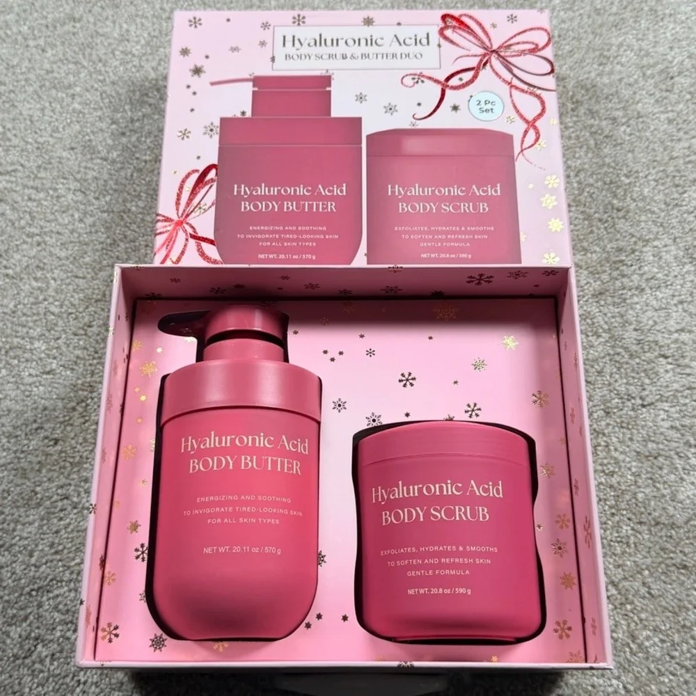 Enchante Accessories Hyaluronic Acid Body Scrub & Butter Duo 2 Pc Gift Set Pink